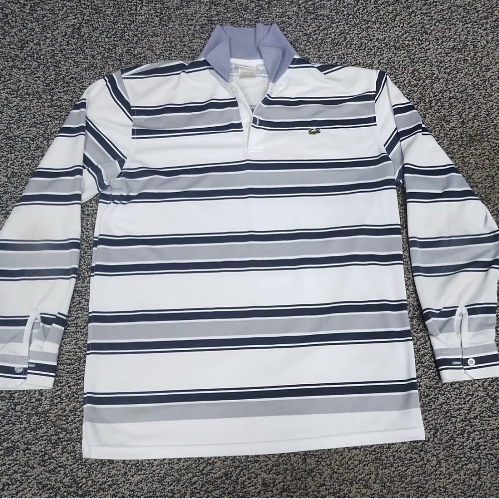 Lacoste White and Gray Polo Shirt